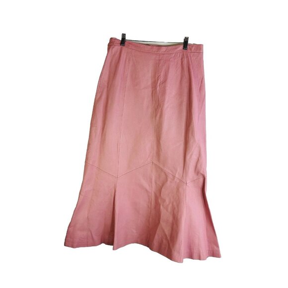 Vintage 90s Pink Leather Long Maxi Skirt Western Grunge